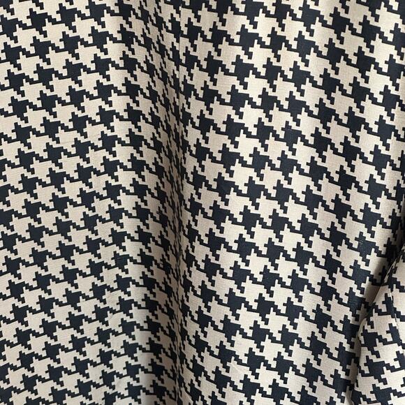 Silkland Black & Tan Pure Silk Houndstooth Shacket Jacket Button Career 2x - Picture 9 of 9
